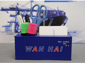 1:35万海航运WAN HAI集装箱模型笔筒|名片盒